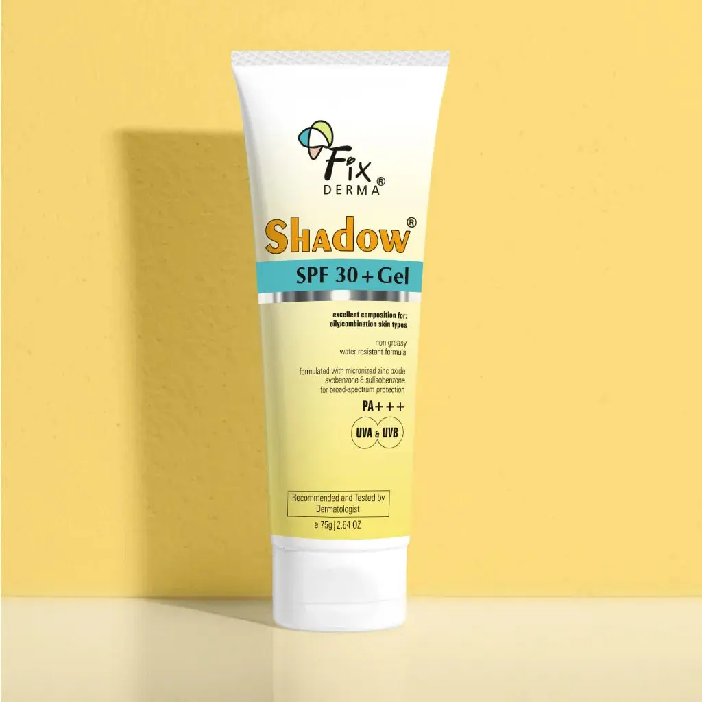 FixDerma Shadow SPF 30+ Gel Sunscreen | Lightweight Gel Sunscreen for Oily & Acne-Prone Skin 75g