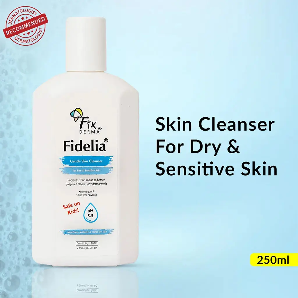 FixDerma Fidelia Gentle Skin Cleanser | Mild and Soap-Free Formulation for Dry, Sensitive Skin 250ml