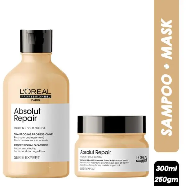 L'Oreal Professionnel Series Expert Absolute Repair Shampoo 300ml & Hair Mask 250gm Combo