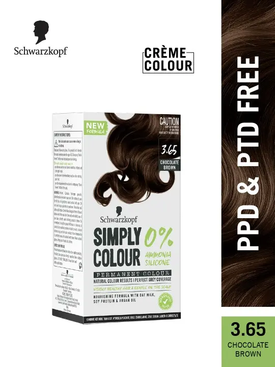 Schwarzkopf Simply Colour Permanent Hair Colour For 100% Grey Coverage - 3.65 Chocolate Brown
