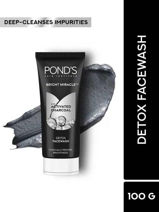 POND'S Bright Miracle Detox Facewash with 10X Power of Charcoal, 100g