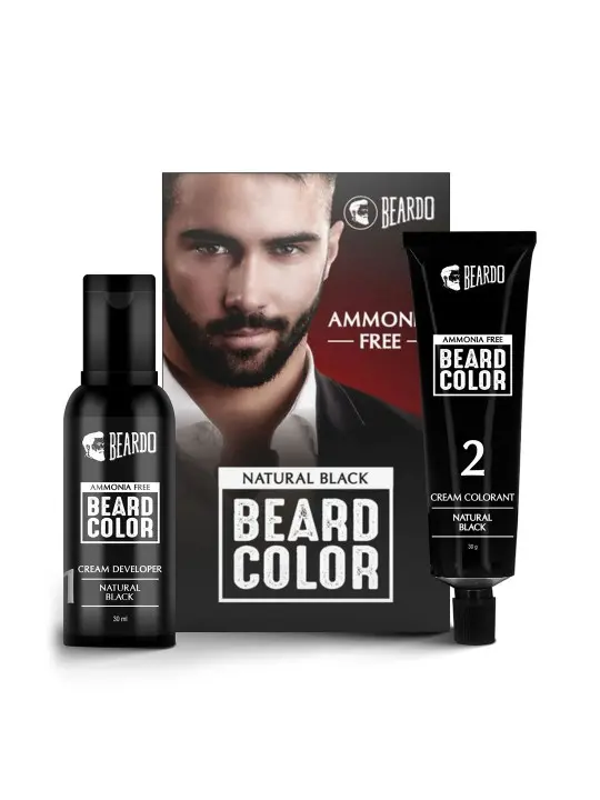 Beardo Beard Color For Men - Natural Black Color for Men Long Lasting No Ammonia No Staining ((30ml + 30g))