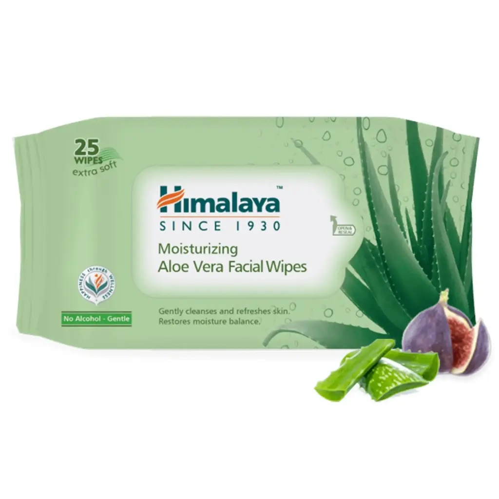 Himalaya Moisturising Aloe Vera Facial Wipes, 25Pcs