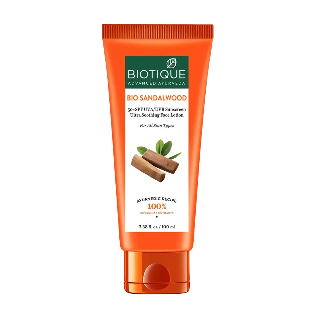 Biotique Bio Sandalwood 50+ SPF UVA/UVB Sunscreen Ultra Soothing Face Lotion (100ml)