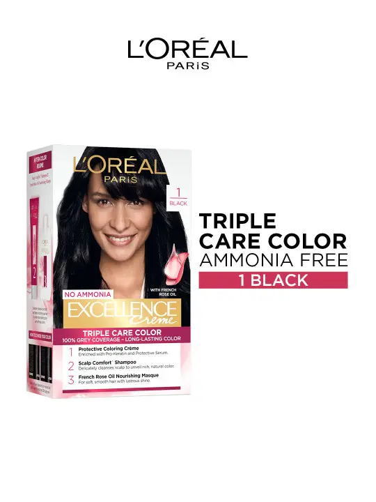 L'Oreal Paris Excellence Creme Triple Care Hair Color - 1 Black