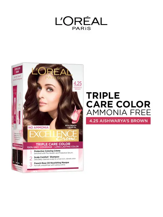 L'Oreal Paris Excellence Creme Triple Care Hair Color - 4.25 Aishwarya's Brown