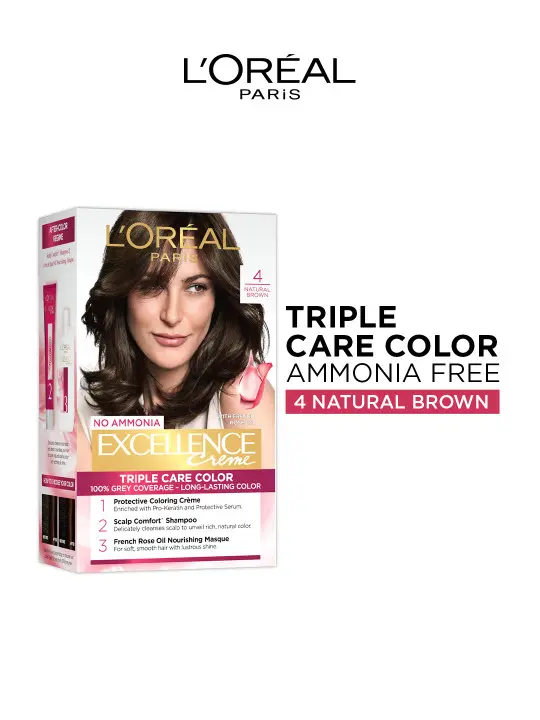 L'Oreal Paris Excellence Creme Triple Care Hair Color - 4 Natural Brown