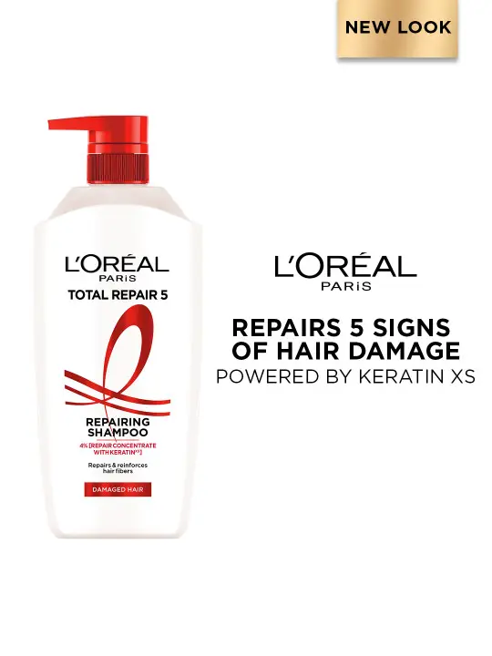 L'Oreal Paris Total Repair 5 Repairing Shampoo With Keratin XS For Damaged Hair (650ml)
