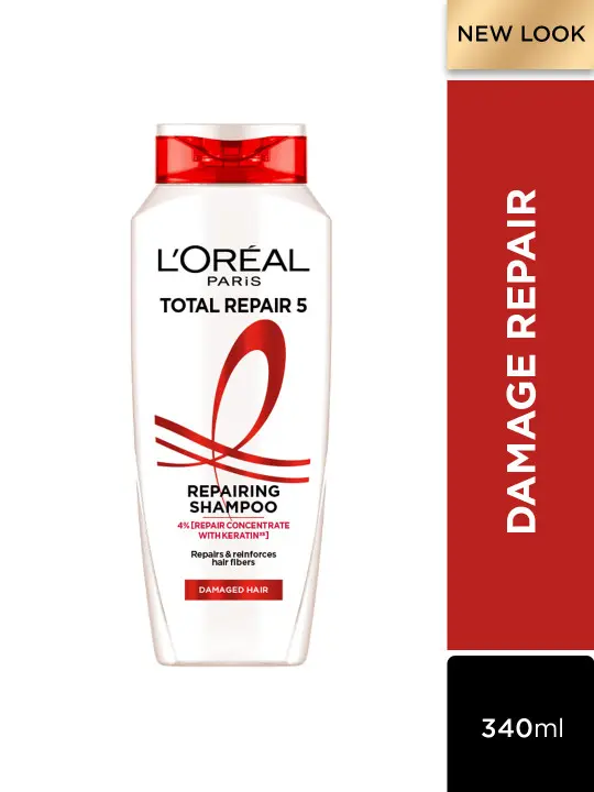 L'Oréal Paris Total Repair 5 Shampoo - Restores Damaged Hair Powered by Keratin XS Technology (340ml)