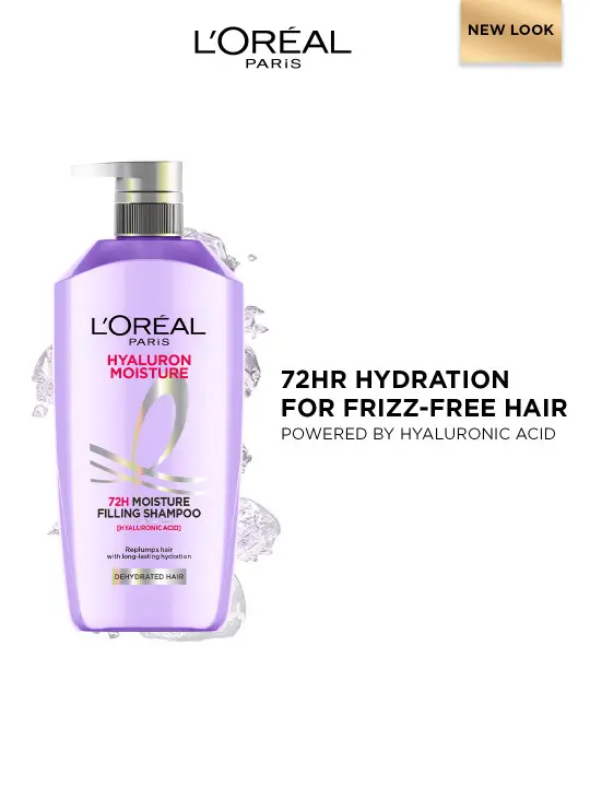 L'Oreal Paris Hyaluron Moisture Anti-frizz Shampoo With Hyaluronic Acid for 72 HR Hydrated Hair (650ml)
