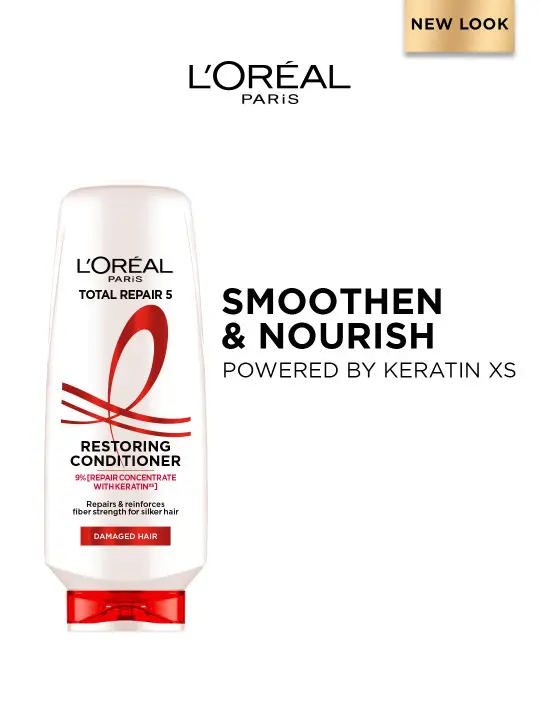 L'Oreal Paris Total Repair 5 Restoring Conditioner With Keratin XS For Damaged Hair (386ml)
