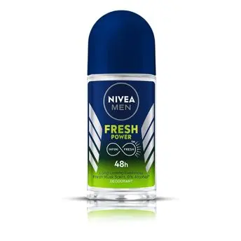 Nivea Men Fresh Power Roll On, 48h Long lasting Freshness with Fresh Musk Scent (50ml)