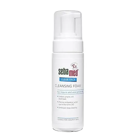 Sebamed Clear Face Foam, PH 5.5, Acne, Pimples & Blackheads, Montaline C40, Gentle Deep Cleanser (150ml)