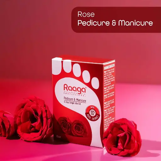 Raga Manicure Pedicure Kit for Soft & Relaxed Hands & Feet - Rose, 63gm
