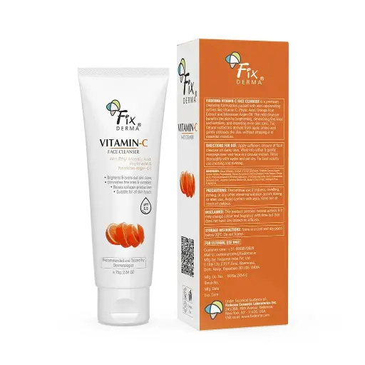 FixDerma Vitamin C Face Wash for oily skin | Gentle cleansing formula to Brighten and Even Out Skin Tone 75g