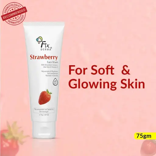 FixDerma Strawberry Face Wash | Cleansing formula to exfoliate & tighten enlarged pores 75g