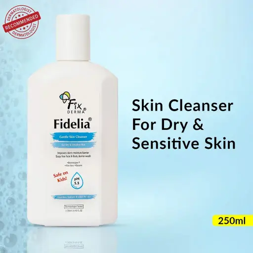 FixDerma Fidelia Gentle Skin Cleanser | Mild and Soap-Free Formulation for Dry, Sensitive Skin 250ml