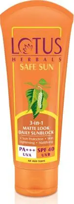 Lotus Safe Sun 3 In 1 Matte-Look Daily Sunscreen SPF 40 PA+++ 50g