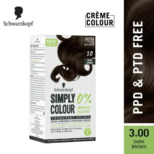 Schwarzkopf Simply Colour Permanent Hair Colour For 100% Grey Coverage - 3.00 Dark Brown