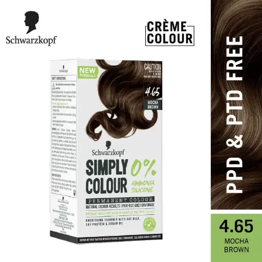 Schwarzkopf Simply Colour Permanent Hair Colour For 100% Grey Coverage - 4.65 Mocha Brown