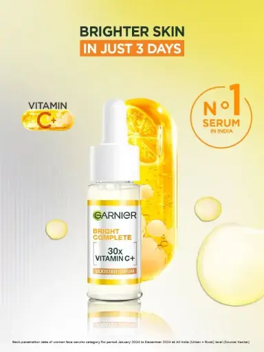 Garnier Bright Complete Night Vitamin C Serum With 10% Pure Vitamin C for Bright Skin, 15ml