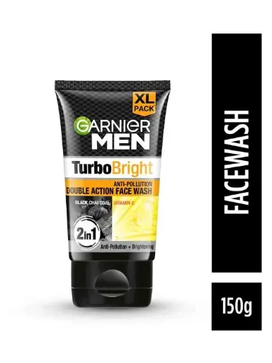 Garnier Men Turbo Bright Anti-Pollution Double Action Face Wash 150g
