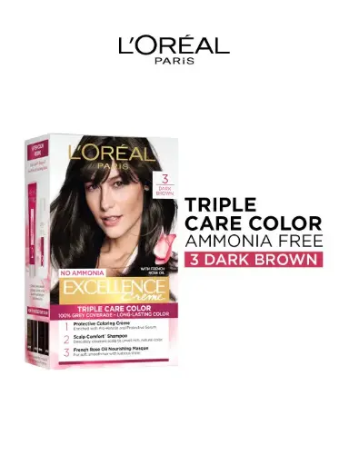 L'Oreal Paris Excellence Creme Triple Care Hair Color - 3 Dark Brown
