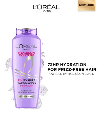 L'Oreal Paris Hyaluron Moisture Anti-frizz Shampoo With Hyaluronic Acid for 72 HR Hydrated Hair (340ml)