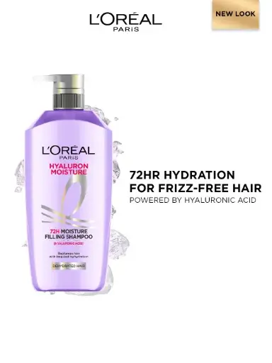 L'Oreal Paris Hyaluron Moisture Anti-frizz Shampoo With Hyaluronic Acid for 72 HR Hydrated Hair (650ml)