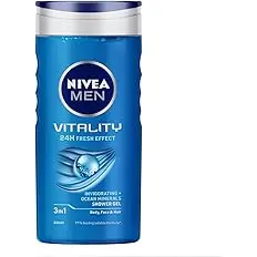 NIVEA Men Body Wash, Vitality Fresh with Ocean Minerals, Shower Gel for Body, Face & Hair (250ml)