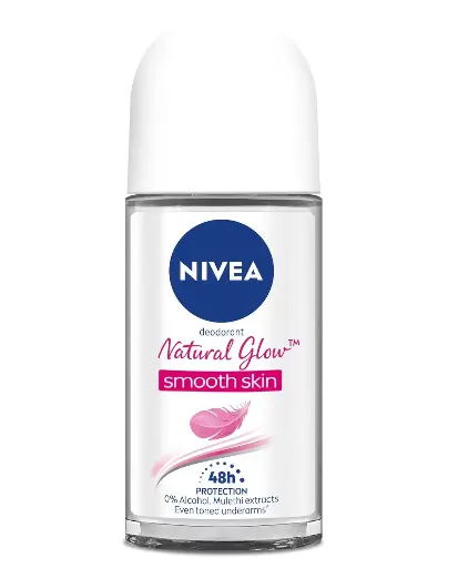 NIVEA Women Deodorant Roll On, Whitening Smooth Skin, for 48h Protection (50ml)