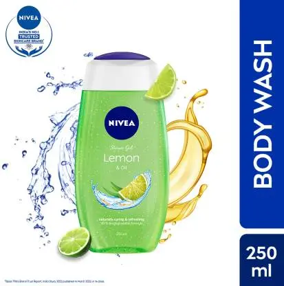 NIVEA Body Wash, Lemon & Oil Shower Gel, Pampering Care with Refreshing Scent of Lemon(250ml)